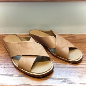 Vince Double/Cross Strap Tan Leather Sandals US6 / EUR36